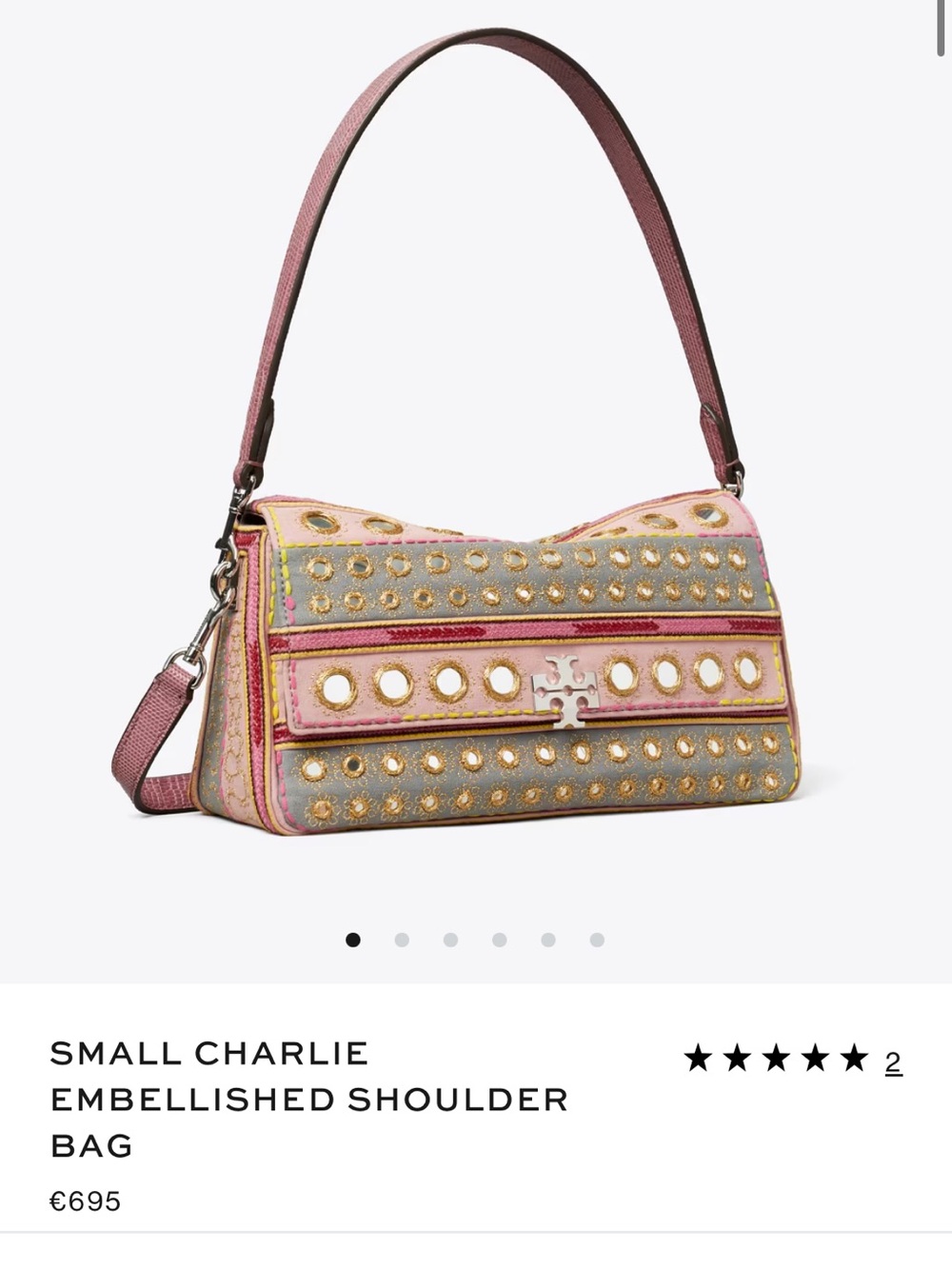 Tory Burch Small Charlie Embellishes Shoulder Bag- Brand new with tags